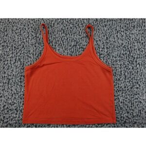 ARQ Crop Tank Top Womens XL Orange Organic Cotton Stretch Made in USA Scoop Neck